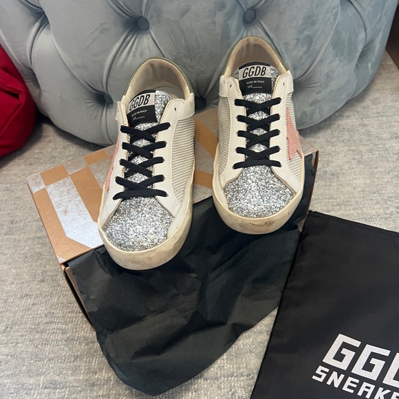 Golden Goose Superstar white grey card-silver glitter, 37 orig box & bag RARE - Picture 3 of 9